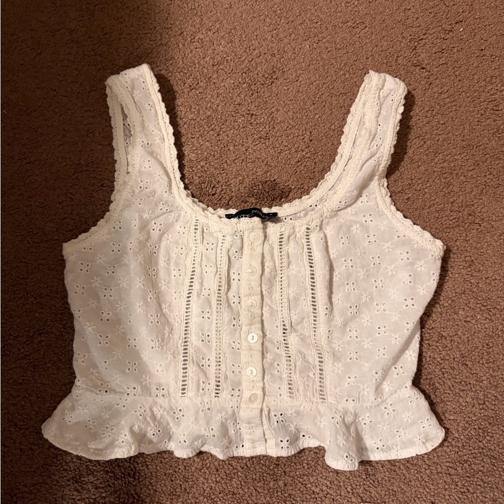 Kittenish Cream Eyelet Lace Blouse